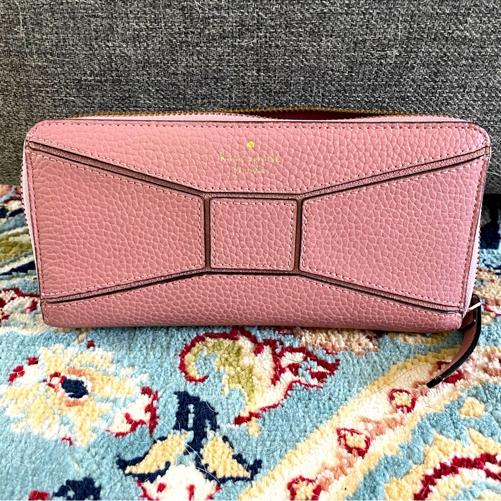 Kate Spade pink leather zip around continental wallet